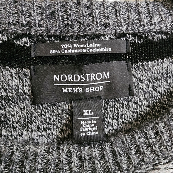 Nordstrom Men’s Shop Wool Cashmere Fair Isle Sweater Gray Black XL - Picture 10 of 15